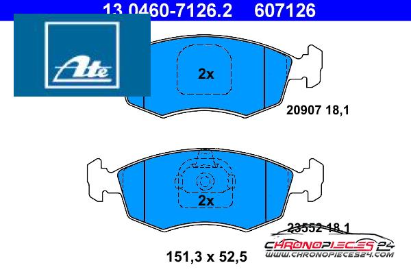 Achat de ATE 13.0460-7126.2 Kit de plaquettes de frein, frein à disque pas chères