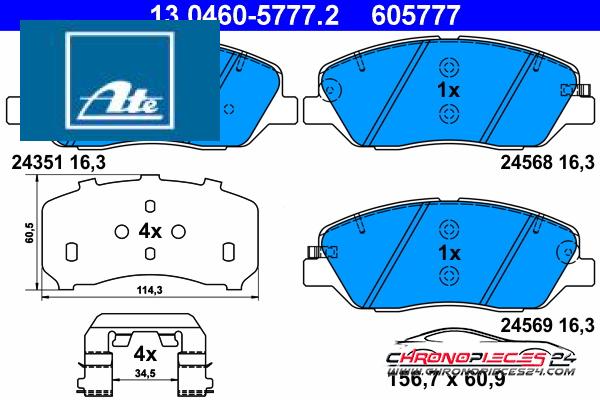 Achat de ATE 13.0460-5777.2 Kit de plaquettes de frein, frein à disque pas chères