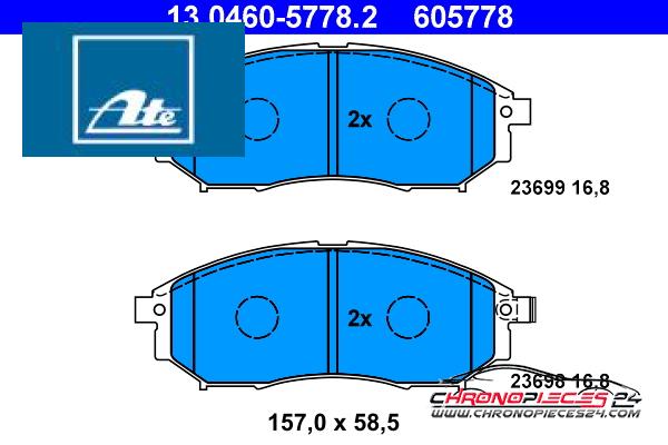 Achat de ATE 13.0460-5778.2 Kit de plaquettes de frein, frein à disque pas chères