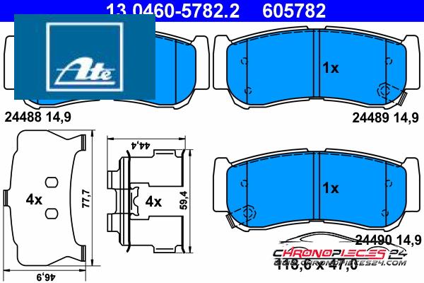 Achat de ATE 13.0460-5782.2 Kit de plaquettes de frein, frein à disque pas chères