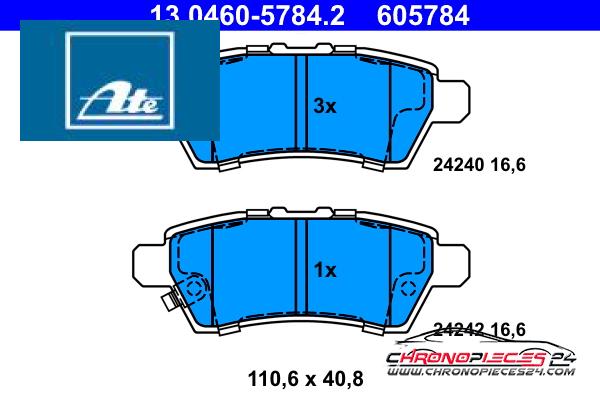 Achat de ATE 13.0460-5784.2 Kit de plaquettes de frein, frein à disque pas chères