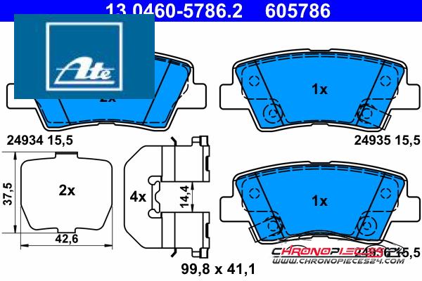 Achat de ATE 13.0460-5786.2 Kit de plaquettes de frein, frein à disque pas chères