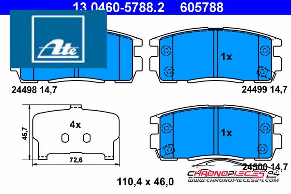 Achat de ATE 13.0460-5788.2 Kit de plaquettes de frein, frein à disque pas chères