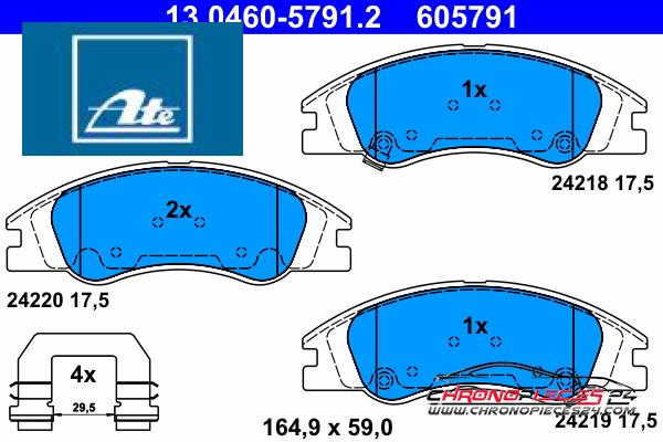 Achat de ATE 13.0460-5791.2 Kit de plaquettes de frein, frein à disque pas chères