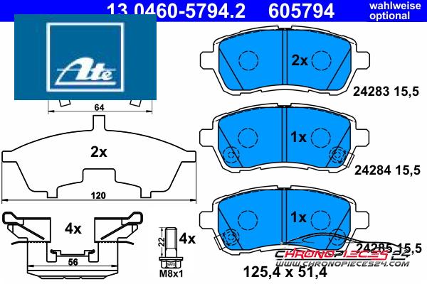 Achat de ATE 13.0460-5794.2 Kit de plaquettes de frein, frein à disque pas chères