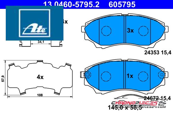 Achat de ATE 13.0460-5795.2 Kit de plaquettes de frein, frein à disque pas chères