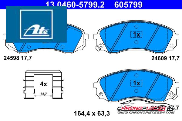 Achat de ATE 13.0460-5799.2 Kit de plaquettes de frein, frein à disque pas chères