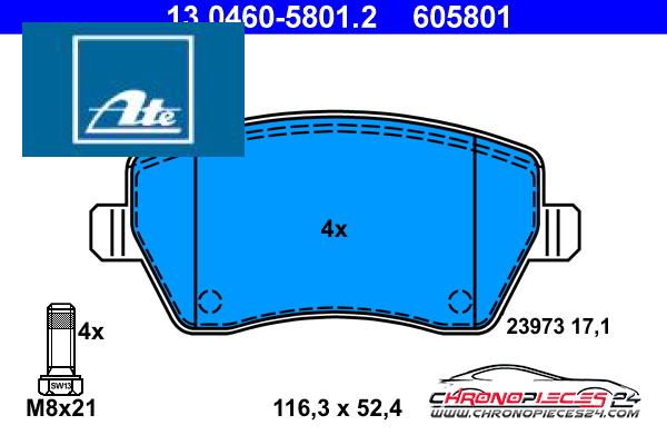 Achat de ATE 13.0460-5801.2 Kit de plaquettes de frein, frein à disque pas chères