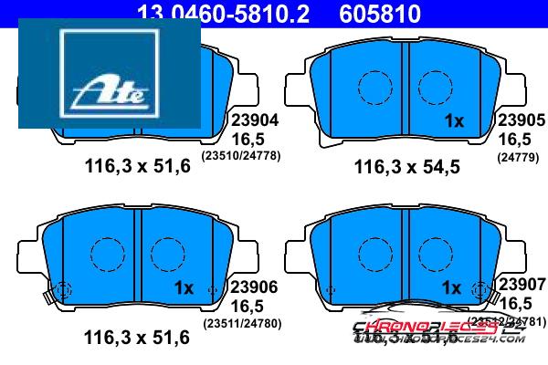 Achat de ATE 13.0460-5810.2 Kit de plaquettes de frein, frein à disque pas chères