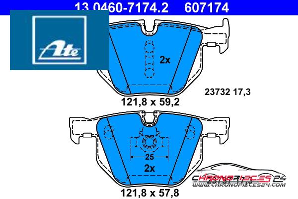 Achat de ATE 13.0460-7174.2 Kit de plaquettes de frein, frein à disque pas chères