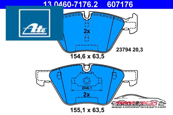 Achat de ATE 13.0460-7176.2 Kit de plaquettes de frein, frein à disque pas chères