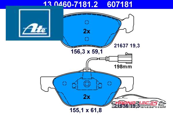 Achat de ATE 13.0460-7181.2 Kit de plaquettes de frein, frein à disque pas chères