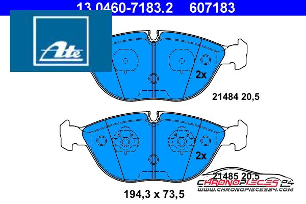 Achat de ATE 13.0460-7183.2 Kit de plaquettes de frein, frein à disque pas chères