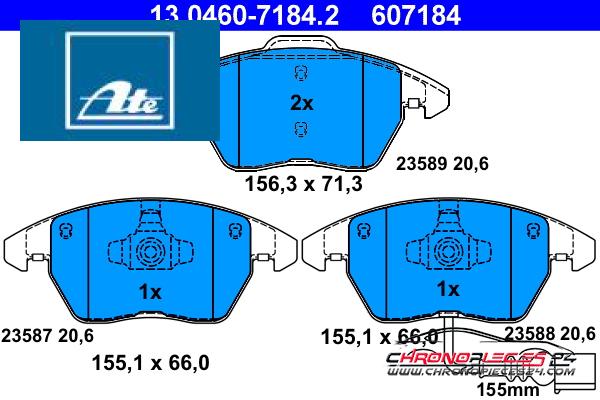 Achat de ATE 13.0460-7184.2 Kit de plaquettes de frein, frein à disque pas chères