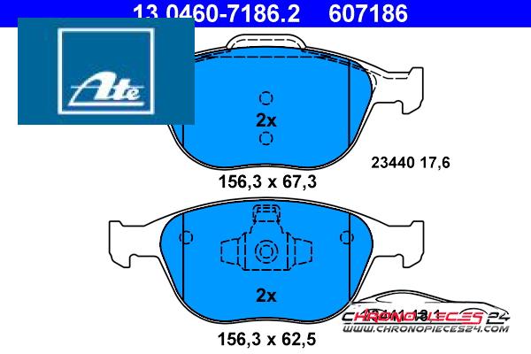 Achat de ATE 13.0460-7186.2 Kit de plaquettes de frein, frein à disque pas chères