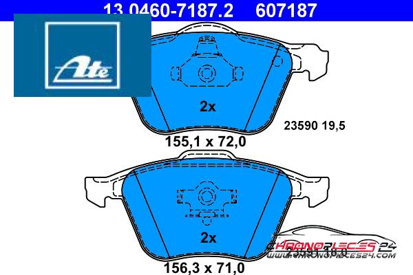 Achat de ATE 13.0460-7187.2 Kit de plaquettes de frein, frein à disque pas chères