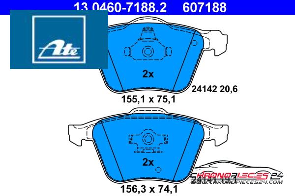 Achat de ATE 13.0460-7188.2 Kit de plaquettes de frein, frein à disque pas chères