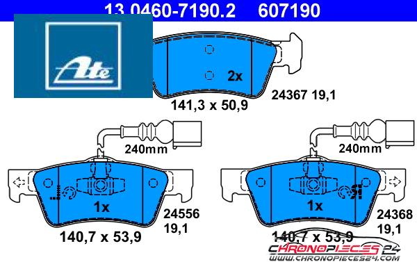 Achat de ATE 13.0460-7190.2 Kit de plaquettes de frein, frein à disque pas chères