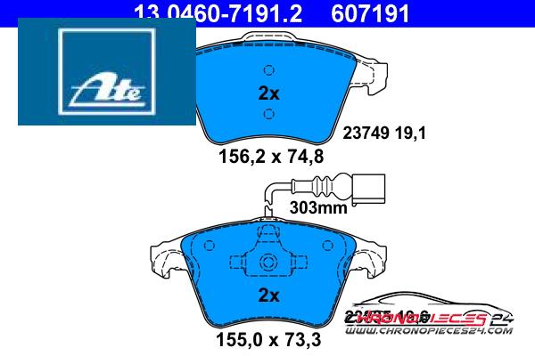 Achat de ATE 13.0460-7191.2 Kit de plaquettes de frein, frein à disque pas chères