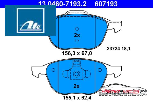 Achat de ATE 13.0460-7193.2 Kit de plaquettes de frein, frein à disque pas chères