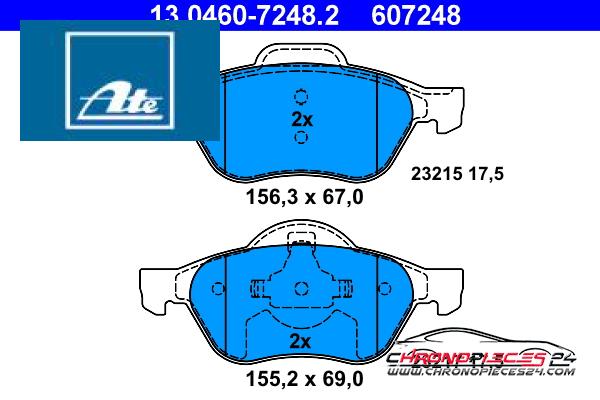 Achat de ATE 13.0460-7248.2 Kit de plaquettes de frein, frein à disque pas chères