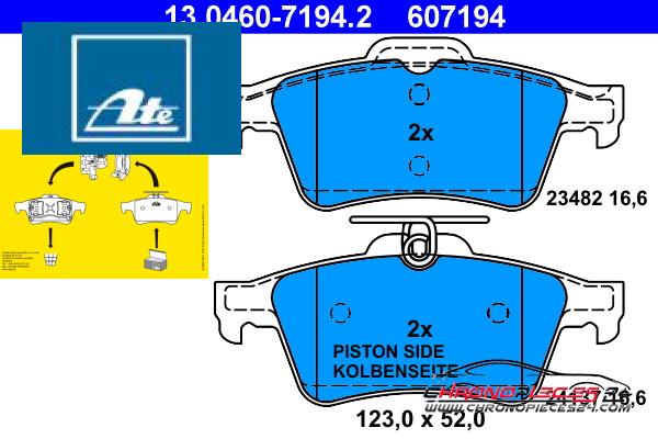 Achat de ATE 13.0460-7194.2 Kit de plaquettes de frein, frein à disque pas chères