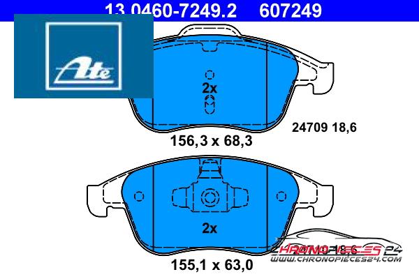 Achat de ATE 13.0460-7249.2 Kit de plaquettes de frein, frein à disque pas chères