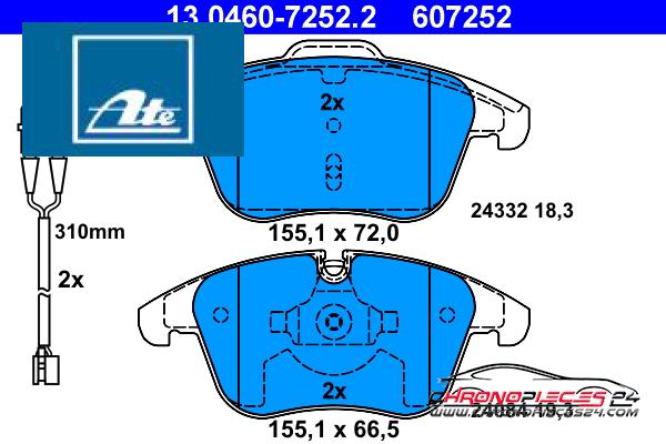 Achat de ATE 13.0460-7252.2 Kit de plaquettes de frein, frein à disque pas chères