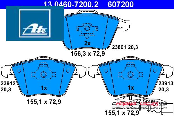 Achat de ATE 13.0460-7200.2 Kit de plaquettes de frein, frein à disque pas chères