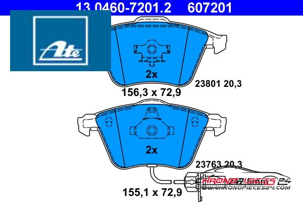 Achat de ATE 13.0460-7201.2 Kit de plaquettes de frein, frein à disque pas chères