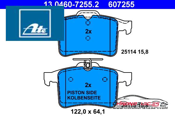 Achat de ATE 13.0460-7255.2 Kit de plaquettes de frein, frein à disque pas chères