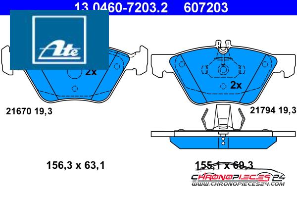 Achat de ATE 13.0460-7203.2 Kit de plaquettes de frein, frein à disque pas chères