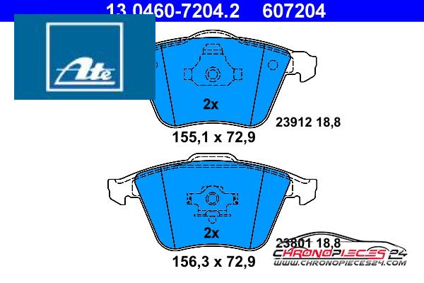 Achat de ATE 13.0460-7204.2 Kit de plaquettes de frein, frein à disque pas chères