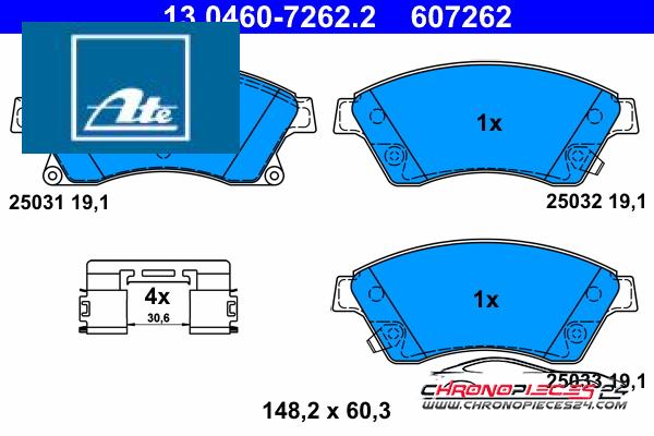 Achat de ATE 13.0460-7262.2 Kit de plaquettes de frein, frein à disque pas chères