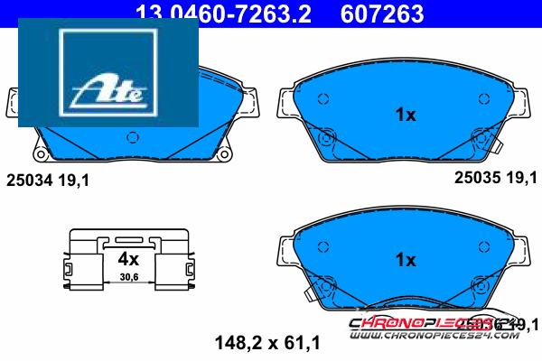 Achat de ATE 13.0460-7263.2 Kit de plaquettes de frein, frein à disque pas chères