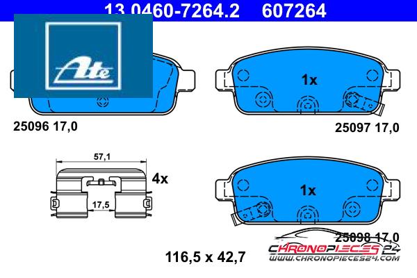 Achat de ATE 13.0460-7264.2 Kit de plaquettes de frein, frein à disque pas chères