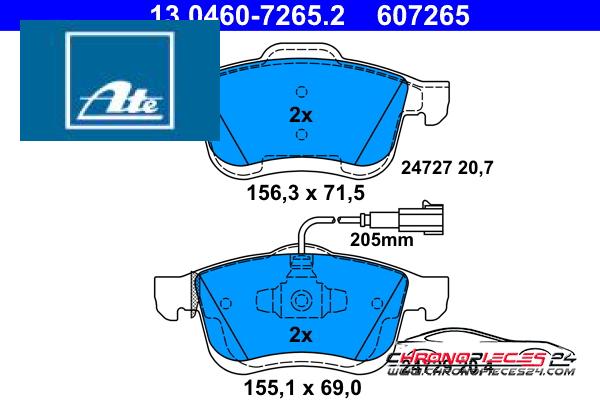 Achat de ATE 13.0460-7265.2 Kit de plaquettes de frein, frein à disque pas chères