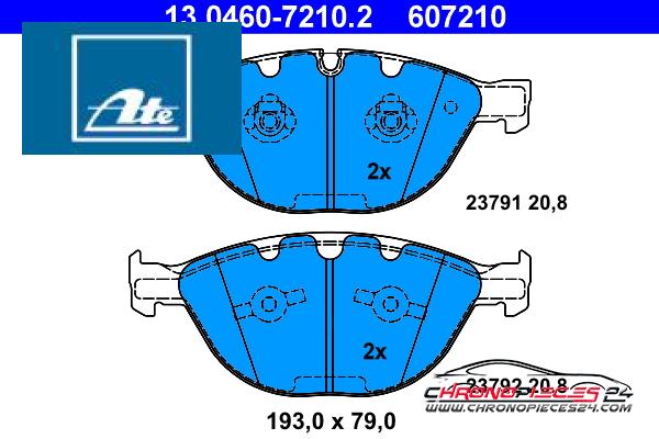 Achat de ATE 13.0460-7210.2 Kit de plaquettes de frein, frein à disque pas chères