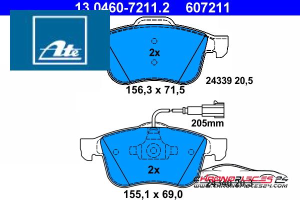 Achat de ATE 13.0460-7211.2 Kit de plaquettes de frein, frein à disque pas chères