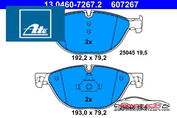 Achat de ATE 13.0460-7267.2 Kit de plaquettes de frein, frein à disque pas chères