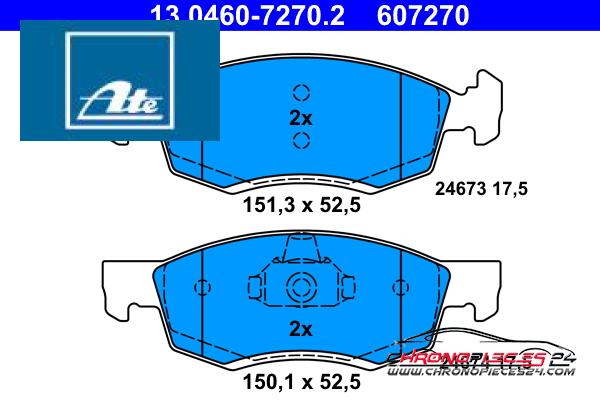 Achat de ATE 13.0460-7270.2 Kit de plaquettes de frein, frein à disque pas chères