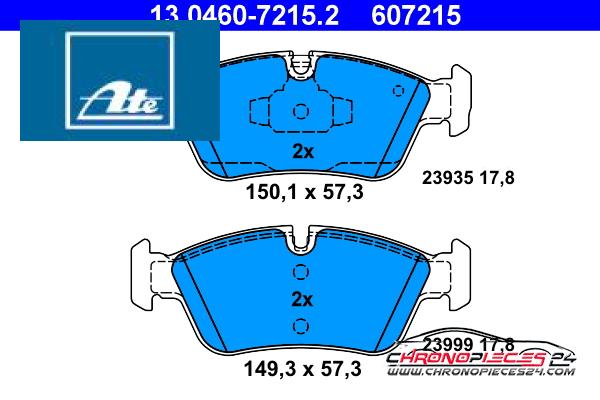 Achat de ATE 13.0460-7215.2 Kit de plaquettes de frein, frein à disque pas chères