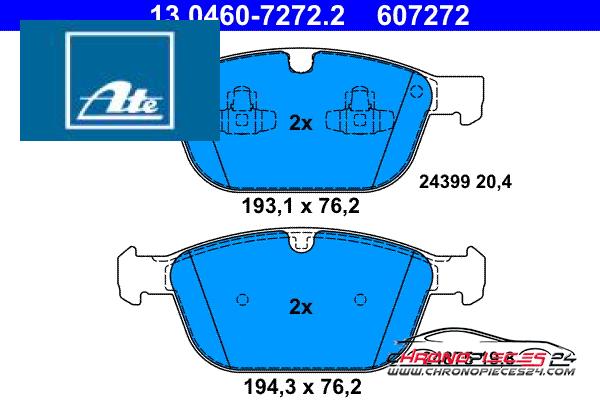 Achat de ATE 13.0460-7272.2 Kit de plaquettes de frein, frein à disque pas chères