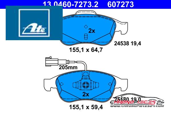 Achat de ATE 13.0460-7273.2 Kit de plaquettes de frein, frein à disque pas chères