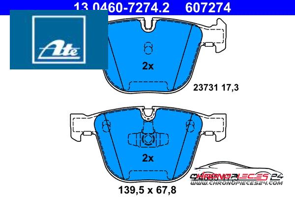 Achat de ATE 13.0460-7274.2 Kit de plaquettes de frein, frein à disque pas chères