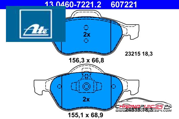 Achat de ATE 13.0460-7221.2 Kit de plaquettes de frein, frein à disque pas chères