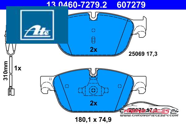 Achat de ATE 13.0460-7279.2 Kit de plaquettes de frein, frein à disque pas chères