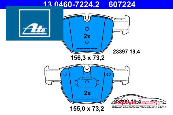 Achat de ATE 13.0460-7224.2 Kit de plaquettes de frein, frein à disque pas chères