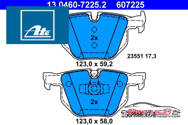 Achat de ATE 13.0460-7225.2 Kit de plaquettes de frein, frein à disque pas chères