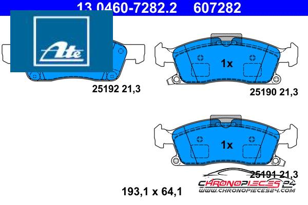 Achat de ATE 13.0460-7282.2 Kit de plaquettes de frein, frein à disque pas chères